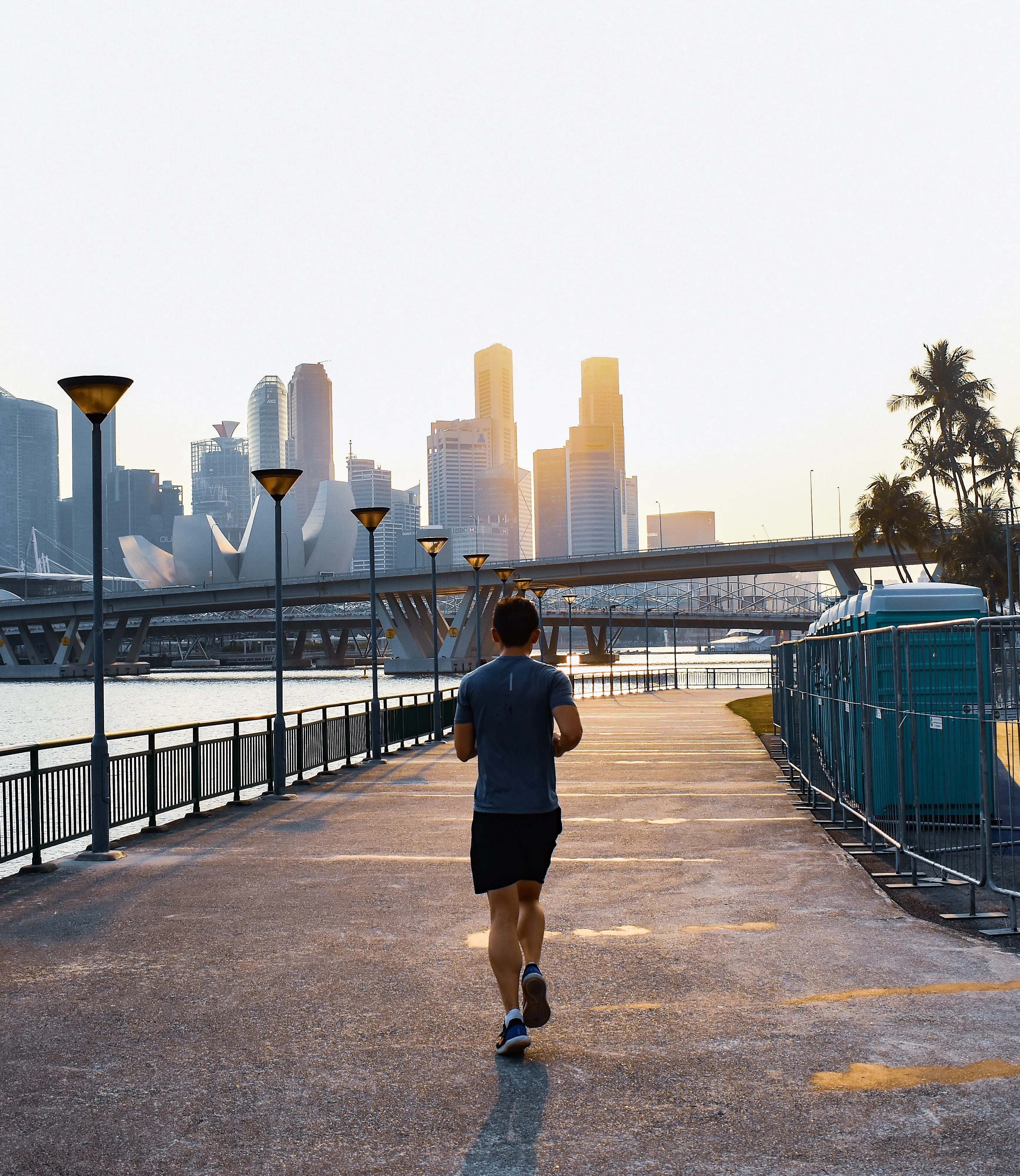 Man running in city